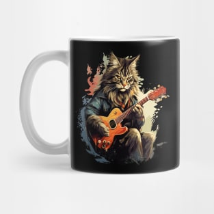Maine Coon Cat Playing Guitar Mug